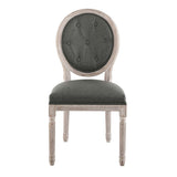 Light Gray Button Tufted Oval Back Vintage French Dining Side Chair - Dining Chairs available at Alpine Outlets in Denver