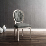 Light Gray Button Tufted Oval Back Vintage French Dining Side Chair - Dining Chairs available at Alpine Outlets in Denver