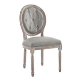 Light Gray Button Tufted Oval Back Vintage French Dining Side Chair - Dining Chairs available at Alpine Outlets in Denver