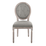 Light Gray Button Tufted Oval Back Vintage French Dining Side Chair - Dining Chairs available at Alpine Outlets in Denver