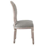 Light Gray Button Tufted Oval Back Vintage French Dining Side Chair - Dining Chairs available at Alpine Outlets in Denver