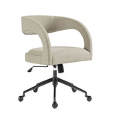 Linen Upholstered Office Chair – Barrel Back Design - Workspace - Alpine Outlets