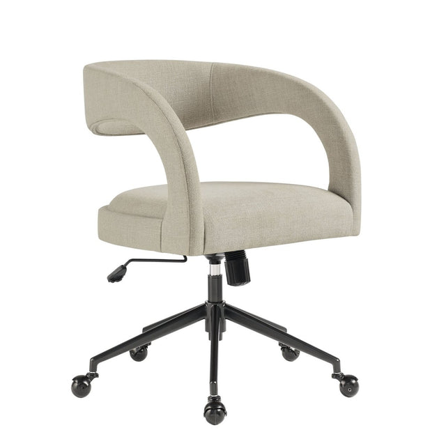 Linen Upholstered Office Chair – Barrel Back Design - Workspace - Alpine Outlets