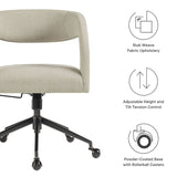 Linen Upholstered Office Chair – Barrel Back Design - Workspace - Alpine Outlets