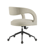 Linen Upholstered Office Chair – Barrel Back Design - Workspace - Alpine Outlets