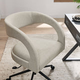 Linen Upholstered Office Chair – Barrel Back Design - Workspace - Alpine Outlets
