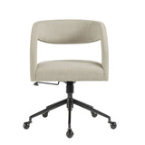 Linen Upholstered Office Chair – Barrel Back Design - Workspace - Alpine Outlets
