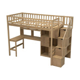Loft Bed With Built In L Shaped Desk, LED Lights, Storage Shelves, Cabinets, And Staircase - Loft Beds available at Alpine Outlets in Denver