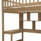 Loft Bed With Built In L Shaped Desk, LED Lights, Storage Shelves, Cabinets, And Staircase - Loft Beds available at Alpine Outlets in Denver