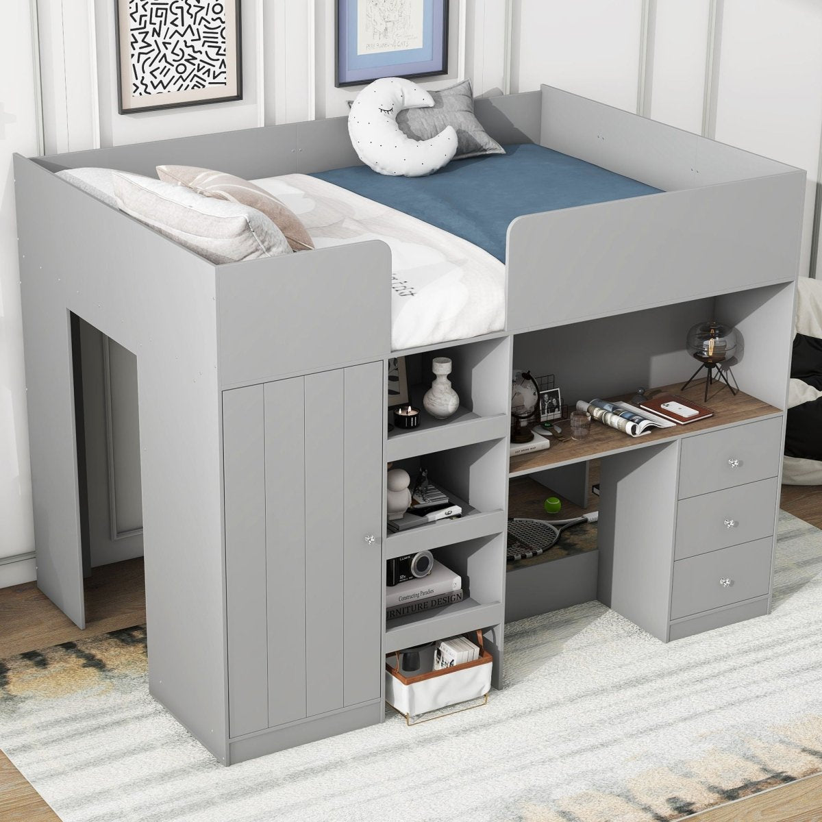 Loft Bed With Built In Wardrobe, Desk, Shelves, And Drawers - Loft Beds available at Alpine Outlets in Denver