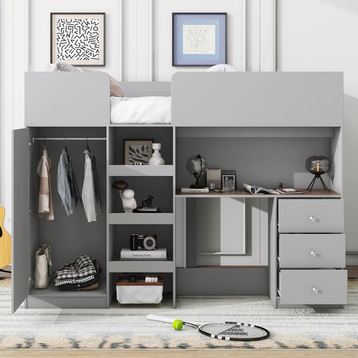 Loft Bed With Built In Wardrobe, Desk, Shelves, And Drawers - Loft Beds available at Alpine Outlets in Denver