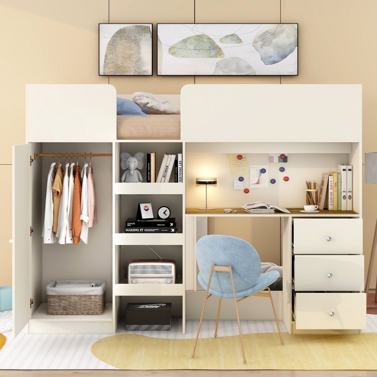 Loft Bed With Built In Wardrobe, Desk, Shelves, And Drawers - Loft Beds available at Alpine Outlets in Denver