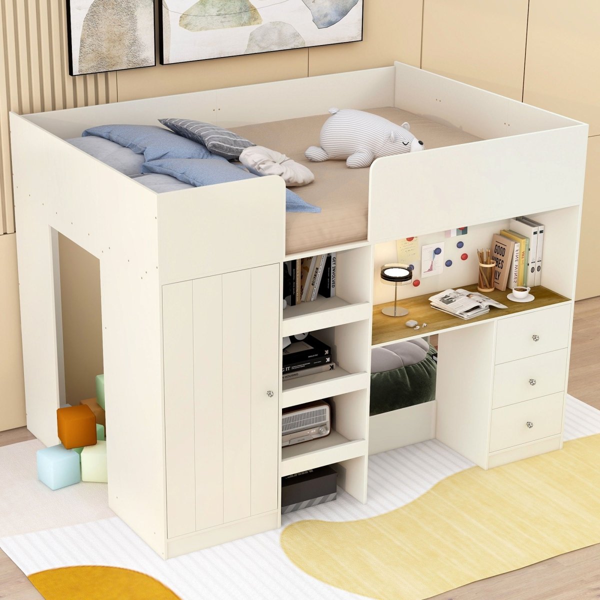 Loft Bed With Built In Wardrobe, Desk, Shelves, And Drawers - Loft Beds available at Alpine Outlets in Denver