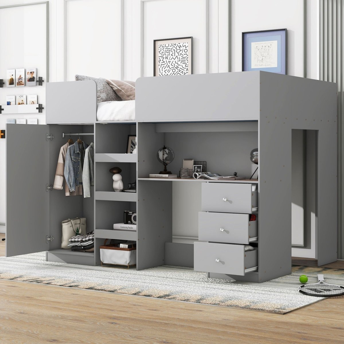 Loft Bed With Built In Wardrobe, Desk, Shelves, And Drawers - Loft Beds available at Alpine Outlets in Denver
