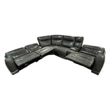 Loretta Gray Six - Piece Leather Sectional (ID L845321) - Furniture available at Alpine Outlets in Denver