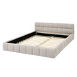 Lunara Beige Chenille Upholstered Queen Platform Bed with Low Frame - Bedroom Furniture - Alpine Outlets