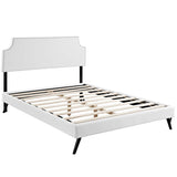 Luxe Vinyl Platform Bed with Scalloped Nailhead Trim - Platform Bed available at Alpine Outlets in Denver