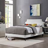 Luxe Vinyl Platform Bed with Scalloped Nailhead Trim - Platform Bed available at Alpine Outlets in Denver
