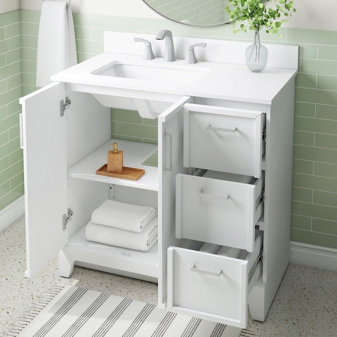 Madix 36 - Inch Bathroom Vanity with Undermount Sink & Stone Top - Bathroom Vanities available at Alpine Outlets in Denver