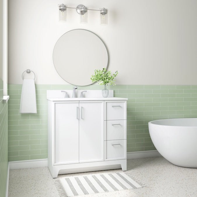 Madix 36 - Inch Bathroom Vanity with Undermount Sink & Stone Top - Bathroom Vanities available at Alpine Outlets in Denver