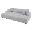 Maelin U Shaped Sleeper Sofa with Storage Chaise Corduroy Gray 122 Inch - Living Room Furniture - Alpine Outlets