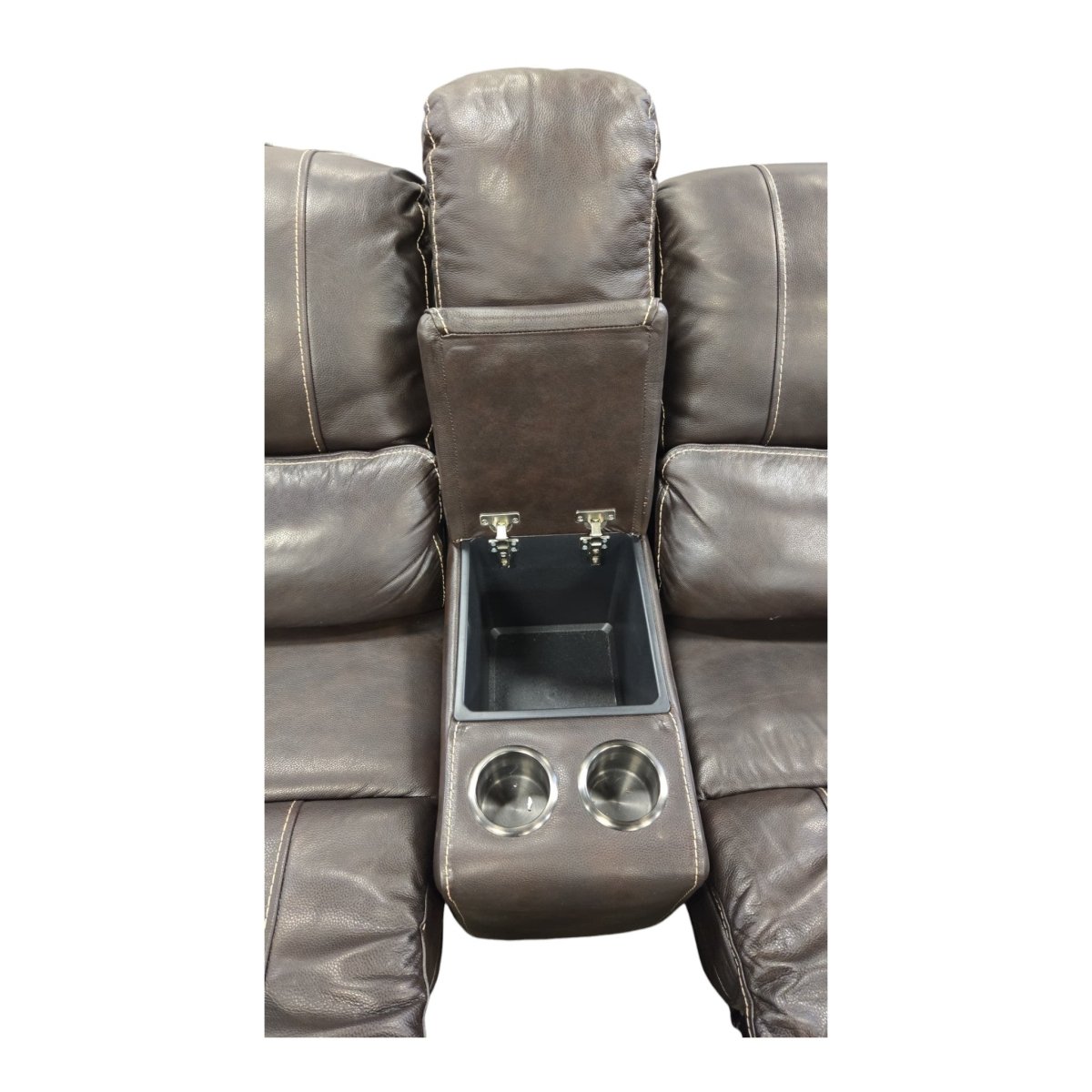 Malachi Leather Power Reclining Sectional with Power Headrests - Like New - (L98342) - available at Alpine Outlets in Denver