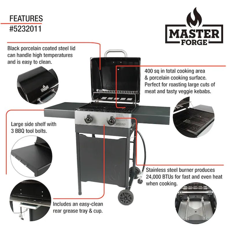 Master Forge 2 - Burner Liquid Propane Gas Grill with Side Shelves - available at Alpine Outlets in Denver