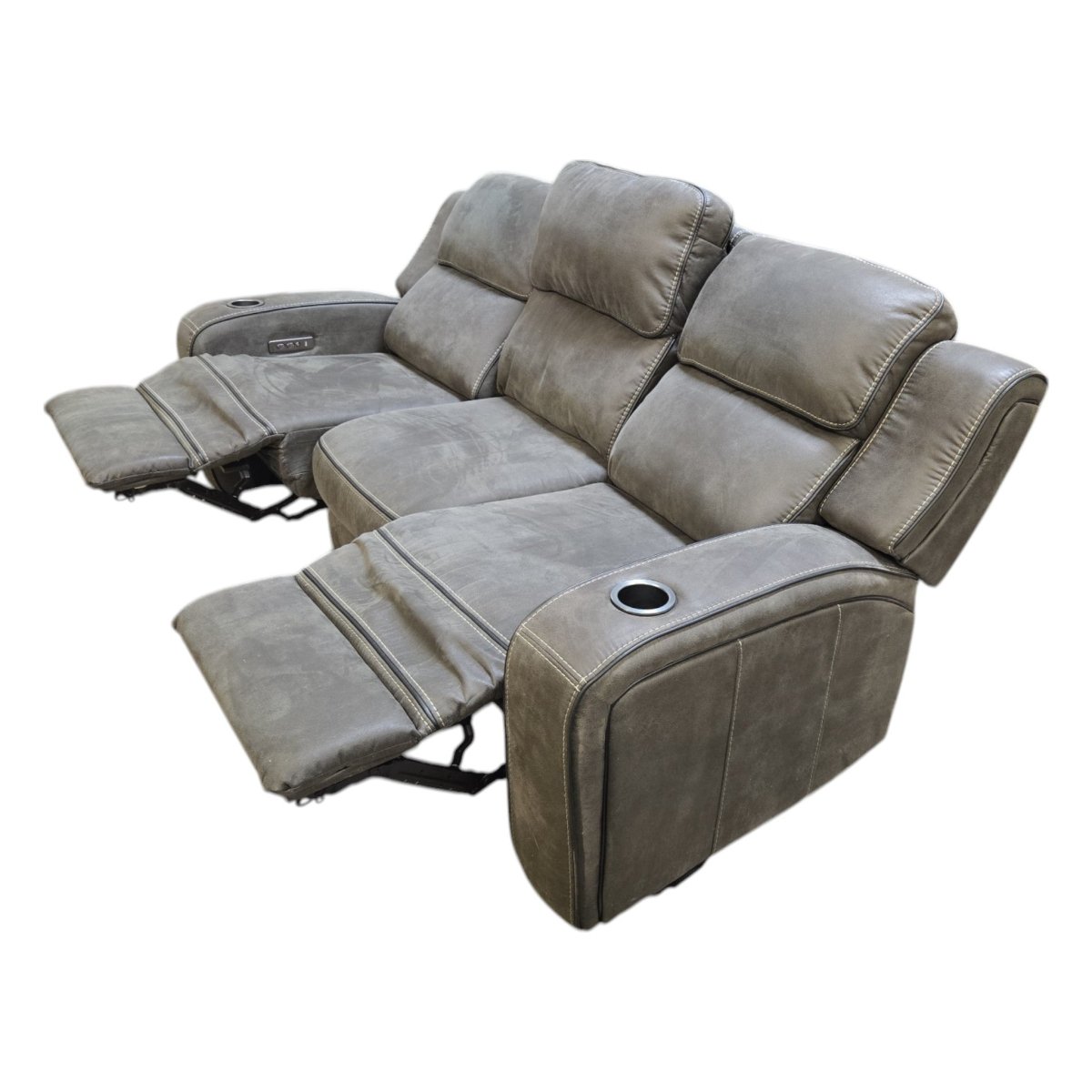 Matteus Fabric Power Reclining Sofa with Drop Down Table (ID L082374) - Furniture available at Alpine Outlets in Denver