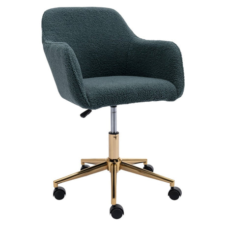 Melvyn Green Teddy Fabric Office Chair with Gold Metal Legs and Swivel - Office Furniture - Alpine Outlets
