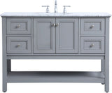 Metropolis 48 Inch Grey Single Sink Vanity with Marble Top