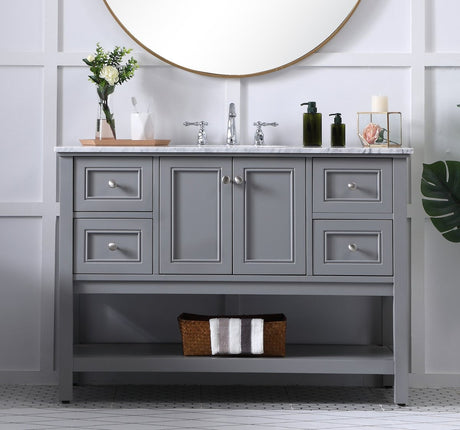 Metropolis 48 Inch Grey Single Sink Vanity with Marble Top