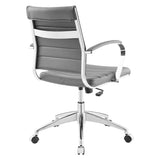 Mid Back Ribbed Vinyl Office Chair – Gray Adjustable - Workspace - Alpine Outlets