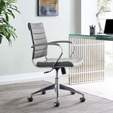 Mid Back Ribbed Vinyl Office Chair – Gray Adjustable - Workspace - Alpine Outlets