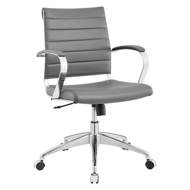 Mid Back Ribbed Vinyl Office Chair – Gray Adjustable - Workspace - Alpine Outlets