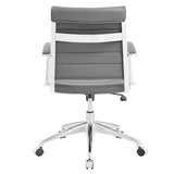 Mid Back Ribbed Vinyl Office Chair – Gray Adjustable - Workspace - Alpine Outlets