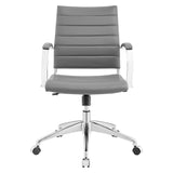 Mid Back Ribbed Vinyl Office Chair – Gray Adjustable - Workspace - Alpine Outlets