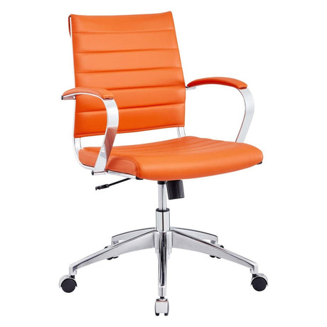 Mid Back Ribbed Vinyl Office Chair – Orange Adjustable - Workspace - Alpine Outlets