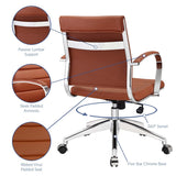 Mid Back Ribbed Vinyl Office Chair – Terracotta Adjustable - Workspace - Alpine Outlets