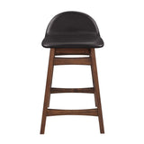 Mid - Century Brown Vegan Leather Wood Counter Stool Set of 2 - Stools available at Alpine Outlets in Denver