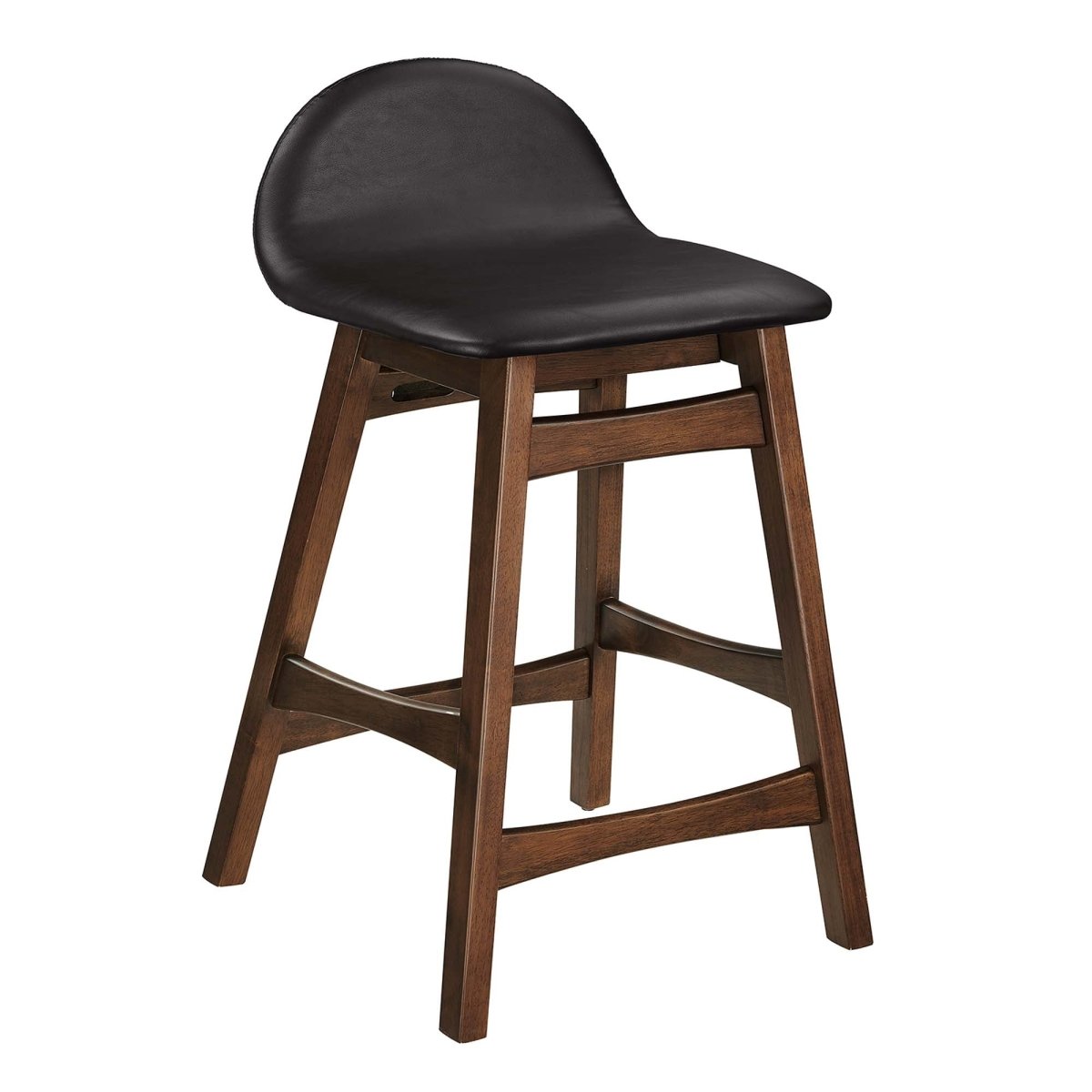 Mid - Century Brown Vegan Leather Wood Counter Stool Set of 2 - Stools available at Alpine Outlets in Denver