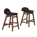 Mid - Century Brown Vegan Leather Wood Counter Stool Set of 2 - Stools available at Alpine Outlets in Denver