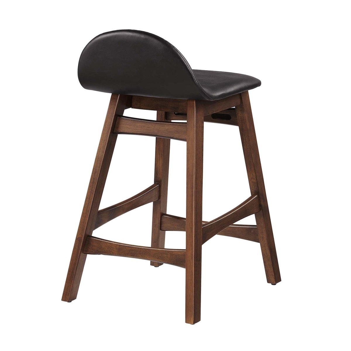 Mid - Century Brown Vegan Leather Wood Counter Stool Set of 2 - Stools available at Alpine Outlets in Denver