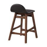 Mid - Century Brown Vegan Leather Wood Counter Stool Set of 2 - Stools available at Alpine Outlets in Denver