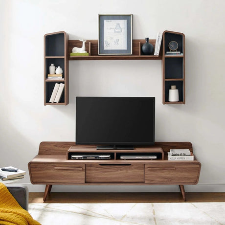 Mid Century Modern 2 Piece Entertainment Center with Storage 74 Inch - TV Stands available at Alpine Outlets in Denver