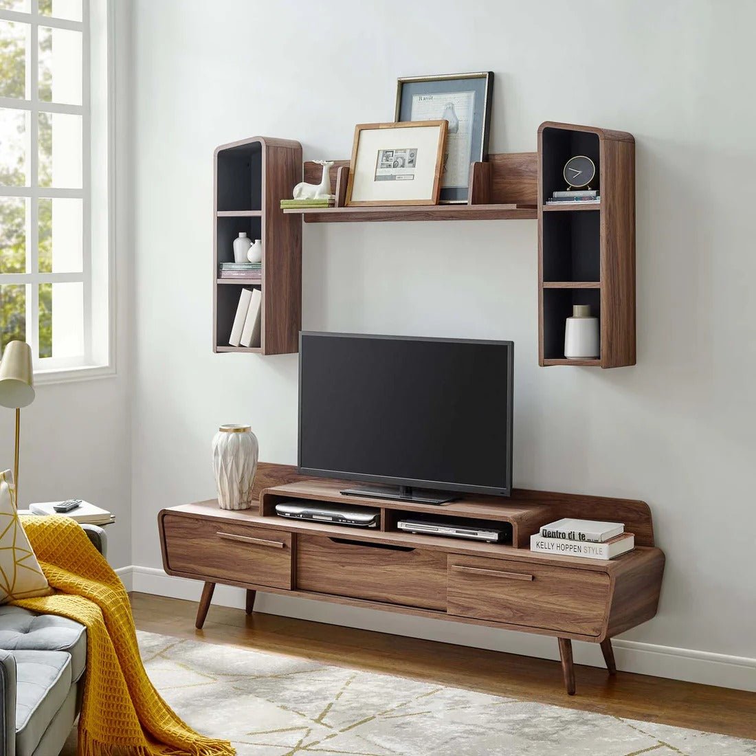 Mid Century Modern 2 Piece Entertainment Center with Storage 74 Inch - TV Stands available at Alpine Outlets in Denver