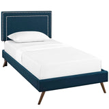 Mid - Century Modern Azure Fabric Twin Platform Bed - Platform Bed available at Alpine Outlets in Denver