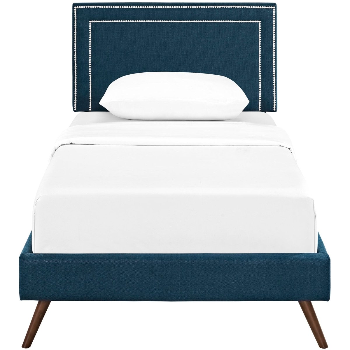 Mid - Century Modern Azure Fabric Twin Platform Bed - Platform Bed available at Alpine Outlets in Denver
