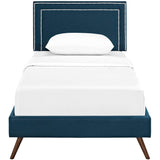 Mid - Century Modern Azure Fabric Twin Platform Bed - Platform Bed available at Alpine Outlets in Denver