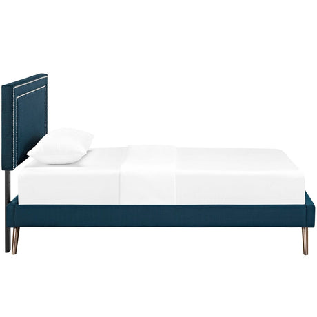 Mid - Century Modern Azure Fabric Twin Platform Bed - Platform Bed available at Alpine Outlets in Denver