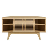 Mid Century Modern Corner TV Stand with Sliding Doors and Shelves 46 Inch - TV Stands available at Alpine Outlets in Denver